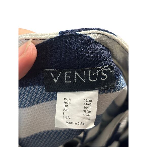 VENUS Striped Scuba Knit Moto Jacket S Black & White Asymmetrical Zip - Picture 6 of 7